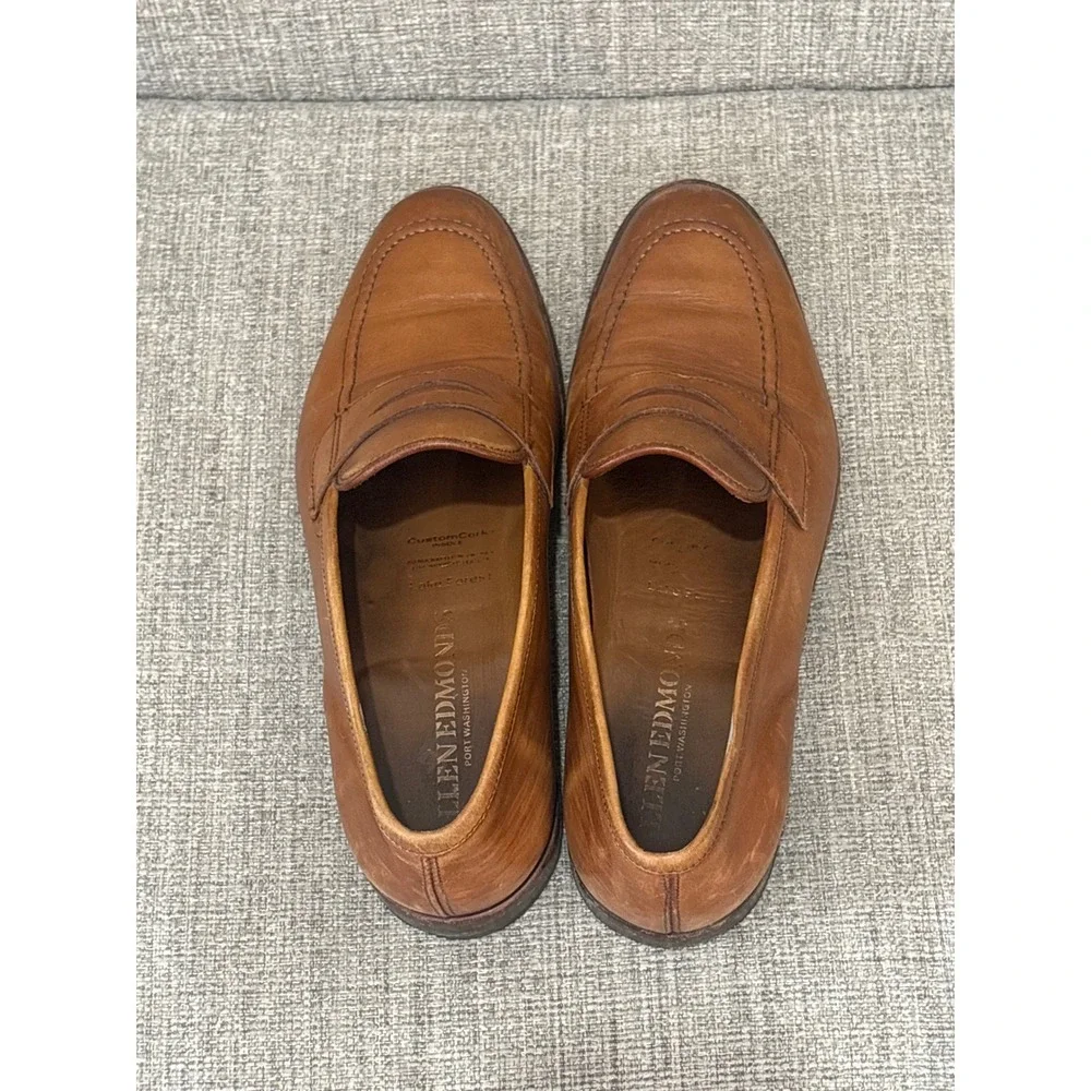 Allen Edmonds Lake Forest Tan Leather Penny Loafers Mens Dress Shoes 10337 8D